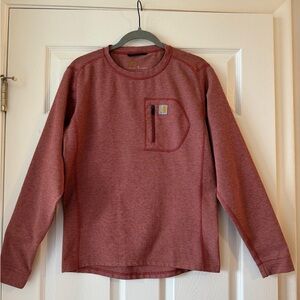 Carhartt Force Long Sleeve Shirt Men's Small Red Heather Zip Pocket Workwear Tee